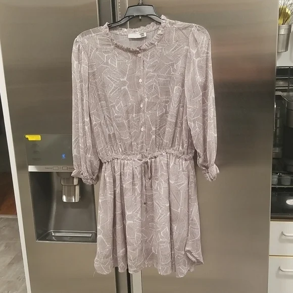 💕ANINE BING💕 Geometric Print Mini Dress ~ Charcoal XS